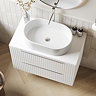 Milan Fluted Matt White 800mm Wall Hung 2-Drawer Countertop Vanity Unit