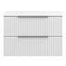 Milan Fluted Matt White 800mm Wall Hung 2-Drawer Countertop Vanity Unit