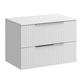 Milan Fluted Matt White 800mm Wall Hung 2-Drawer Countertop Vanity Unit
