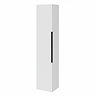 Milan Fluted Matt White Wall Hung Tall Storage Unit with Matt Black Handle