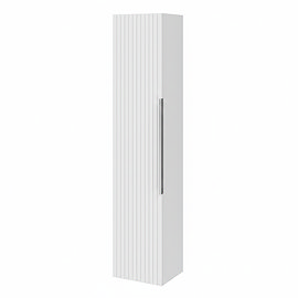 Milan Fluted Matt White Wall Hung Tall Storage Unit