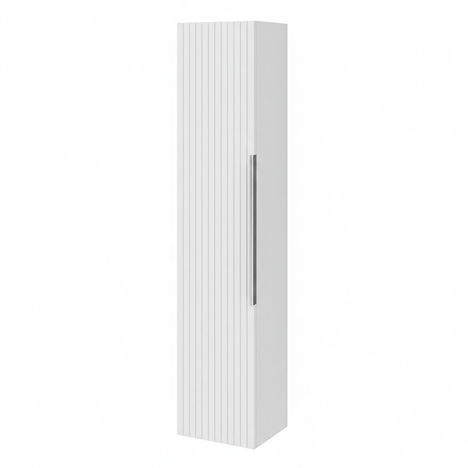 Milan Fluted Matt White Wall Hung Tall Storage Unit