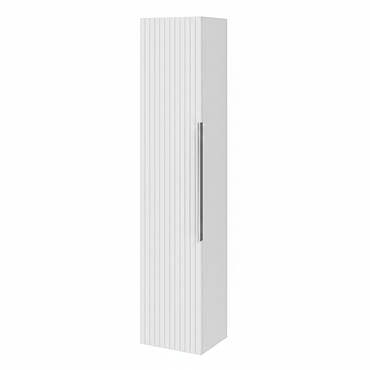 Milan Fluted Matt White Wall Hung Tall Storage Unit