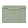 Milan Fluted Satin Green 600mm Wall Hung 1-Drawer Countertop Vanity Unit with Brushed Brass Handle
