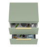 Milan Fluted Satin Green 600mm Wall Hung 2-Drawer Countertop Vanity Unit with Brushed Brass Handles