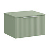 Milan Fluted Satin Green 600mm Wall Hung 1-Drawer Countertop Vanity Unit with Chrome Handle