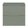 Milan Fluted Satin Green 600mm Wall Hung 2-Drawer Countertop Vanity Unit
