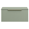 Milan Fluted Satin Green 800mm Wall Hung 1-Drawer Countertop Vanity Unit with Brushed Brass Handle