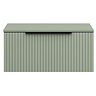 Milan Fluted Satin Green 800mm Wall Hung 1-Drawer Countertop Vanity Unit with Matt Black Handle
