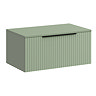 Milan Fluted Satin Green 800mm Wall Hung 1-Drawer Countertop Vanity Unit with Matt Black Handle