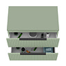 Milan Fluted Satin Green 800mm Wall Hung 2-Drawer Countertop Vanity Unit with Matt Black Handles