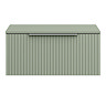 Milan Fluted Satin Green 800mm Wall Hung 1-Drawer Countertop Vanity Unit with Chrome Handle