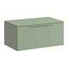 Milan Fluted Satin Green 800mm Wall Hung 1-Drawer Countertop Vanity Unit with Chrome Handle
