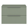 Milan Fluted Satin Green 800mm Wall Hung 2-Drawer Countertop Vanity Unit