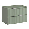 Milan Fluted Satin Green 800mm Wall Hung 2-Drawer Countertop Vanity Unit
