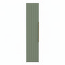 Milan Fluted Satin Green Wall Hung Tall Storage Unit with Brushed Brass Handle