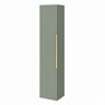 Milan Fluted Satin Green Wall Hung Tall Storage Unit with Brushed Brass Handle