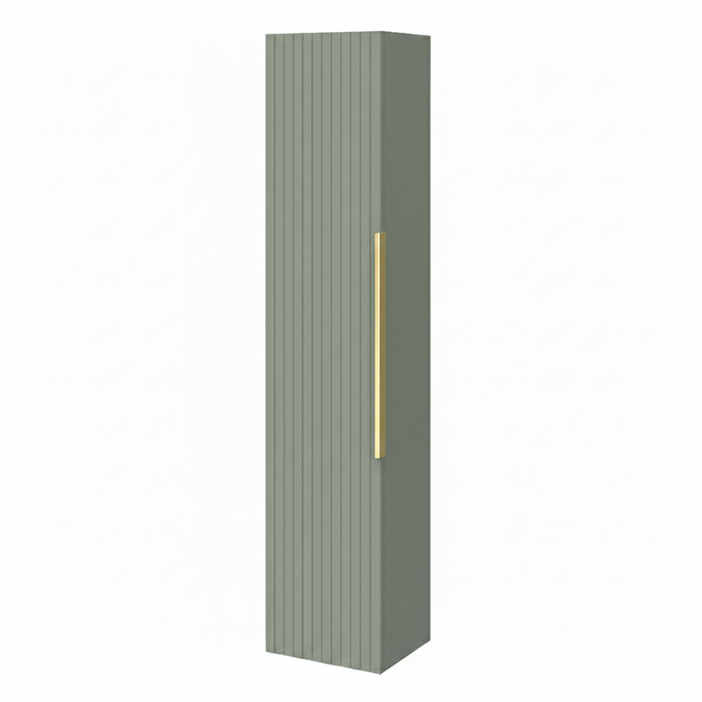 Fluted Storage Unit Milan Fluted Satin Green Wall Hung Tall Storage Unit with Brushed Brass ...