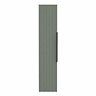 Milan Fluted Satin Green Wall Hung Tall Storage Unit with Matt Black Handle