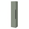 Milan Fluted Satin Green Wall Hung Tall Storage Unit with Matt Black Handle
