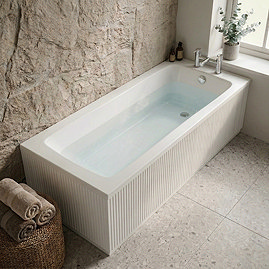 Milan Fluted Single Ended Bath with Matt White Panels