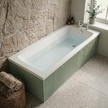 Milan Fluted Single Ended Bath with Satin Green Panels