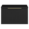 Milan Fluted Soft Black 600mm Wall Hung 1-Drawer Countertop Vanity Unit with Brushed Brass Handle