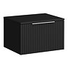 Milan Fluted Soft Black 600mm Wall Hung 1-Drawer Countertop Vanity Unit with Chrome Handle