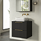 Milan Fluted Soft Black 600mm Wall Hung 2-Drawer Countertop Vanity Unit with Brushed Brass Handles
