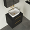 Milan Fluted Soft Black 600mm Wall Hung 2-Drawer Countertop Vanity Unit with Brushed Brass Handles