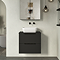 Milan Fluted Soft Black 600mm Wall Hung 2-Drawer Countertop Vanity Unit with Matt Black Handles