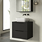 Milan Fluted Soft Black 600mm Wall Hung 2-Drawer Countertop Vanity Unit with Matt Black Handles