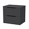 Milan Fluted Soft Black 600mm Wall Hung 2-Drawer Countertop Vanity Unit with Matt Black Handles