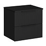 Milan Fluted Soft Black 600mm Wall Hung 2-Drawer Countertop Vanity Unit with Matt Black Handles