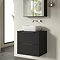 Milan Fluted Soft Black 600mm Wall Hung 2-Drawer Countertop Vanity Unit