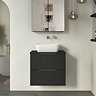 Milan Fluted Soft Black 600mm Wall Hung 2-Drawer Countertop Vanity Unit
