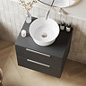 Milan Fluted Soft Black 600mm Wall Hung 2-Drawer Countertop Vanity Unit