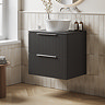 Milan Fluted Soft Black 600mm Wall Hung 2-Drawer Countertop Vanity Unit