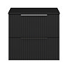 Milan Fluted Soft Black 600mm Wall Hung 2-Drawer Countertop Vanity Unit