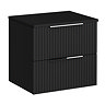 Milan Fluted Soft Black 600mm Wall Hung 2-Drawer Countertop Vanity Unit