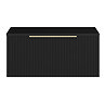 Milan Fluted Soft Black 800mm Wall Hung 1-Drawer Countertop Vanity Unit with Brushed Brass Handle