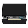 Milan Fluted Soft Black 800mm Wall Hung 1-Drawer Countertop Vanity Unit with Brushed Brass Handle