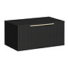 Milan Fluted Soft Black 800mm Wall Hung 1-Drawer Countertop Vanity Unit with Brushed Brass Handle