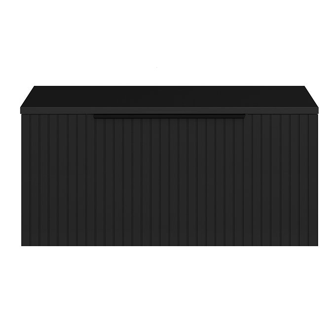 Milan Fluted Soft Black 800mm Wall Hung 1-Drawer Countertop Vanity Unit with Matt Black Handle