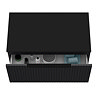 Milan Fluted Soft Black 800mm Wall Hung 1-Drawer Countertop Vanity Unit with Matt Black Handle