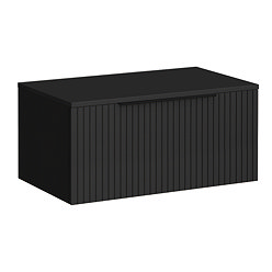 Milan Fluted Soft Black 800mm Wall Hung 1-Drawer Countertop Vanity Unit with Matt Black Handle