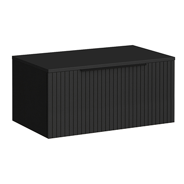 Milan Fluted Soft Black 800mm Wall Hung 1-Drawer Countertop Vanity Unit with Matt Black Handle