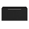 Milan Fluted Soft Black 800mm Wall Hung 1-Drawer Countertop Vanity Unit with Chrome Handle