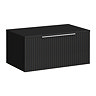 Milan Fluted Soft Black 800mm Wall Hung 1-Drawer Countertop Vanity Unit with Chrome Handle