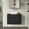 Milan Fluted Soft Black 800mm Wall Hung 2-Drawer Countertop Vanity Unit with Brushed Brass Handles